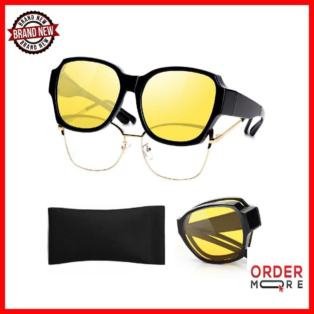 Polarized Night Driving Glasses Folding Oversized Fit Over Prescription